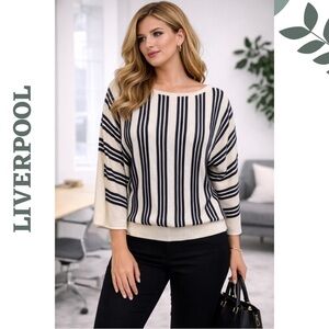 Liverpool LA Cream Navy Stripe Knit XS NWT